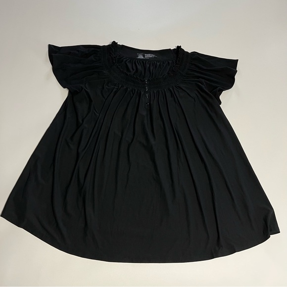 GEORGE SZ LG BLACK CAP SLEEVE FLOWY BLOUSE T107